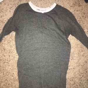 3 quarter length sleeve shirt, pink neckline